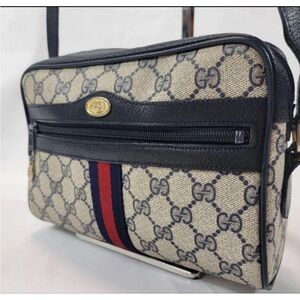 Gucci Beige and Navy Messenger Bag